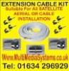 50m Satellite Cable Extension Kit White 2x FCon 1x Coupler +Clips