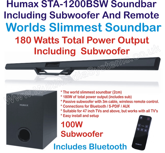 Humax STA-1200BSW Soundbar Subwoofer & Remote